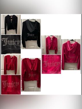 New Juicy Couture Velour Zip Up Hooded Track Jacket